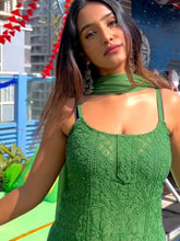 Emerald Green Chikankari Strappy Kurta Set (Set of 3)